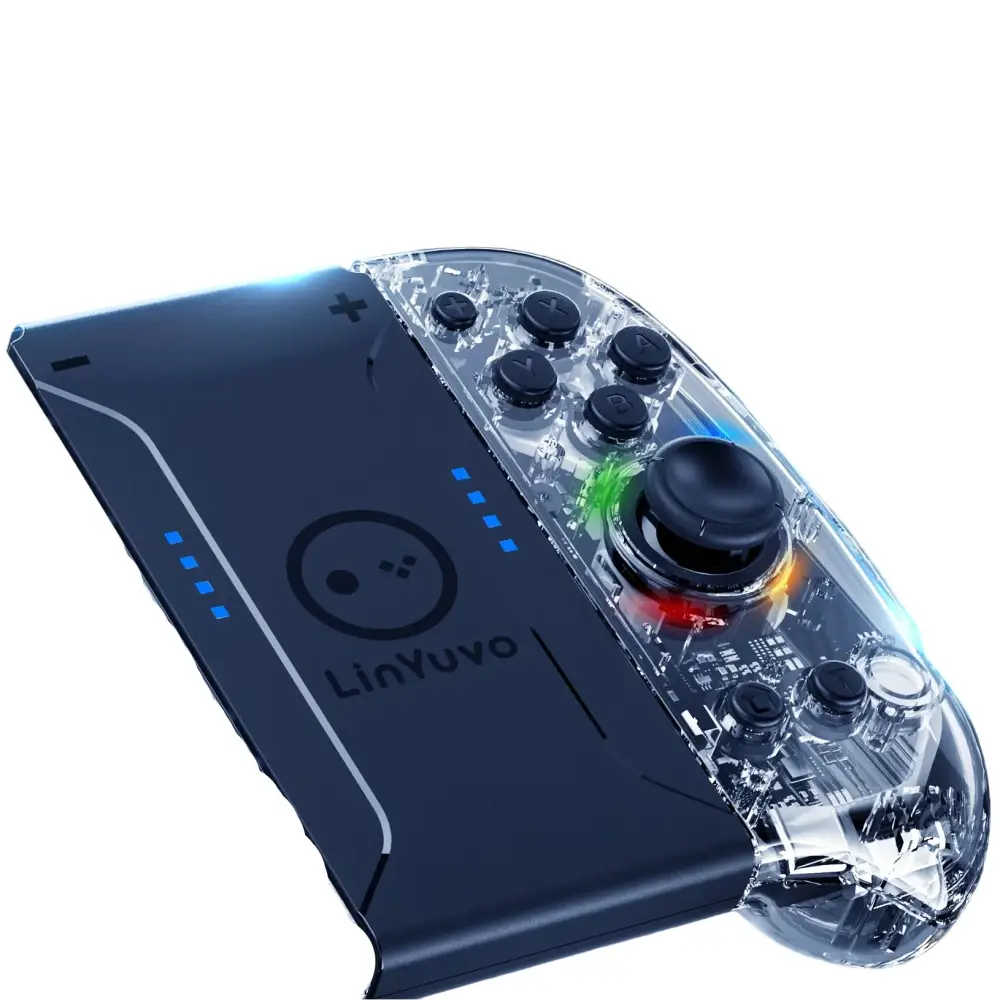 Wireless Joypad – 8-Color LED Turbo Vibration - Transparent / Wireless Controller - 9eight5