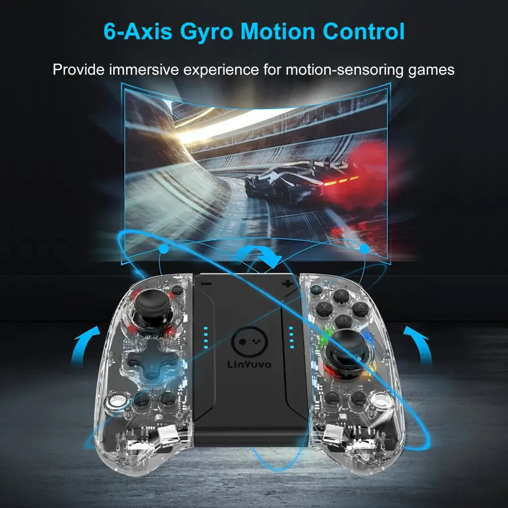 Wireless Joypad – 8-Color LED Turbo Vibration - Transparent / Wireless Controller - 9eight5