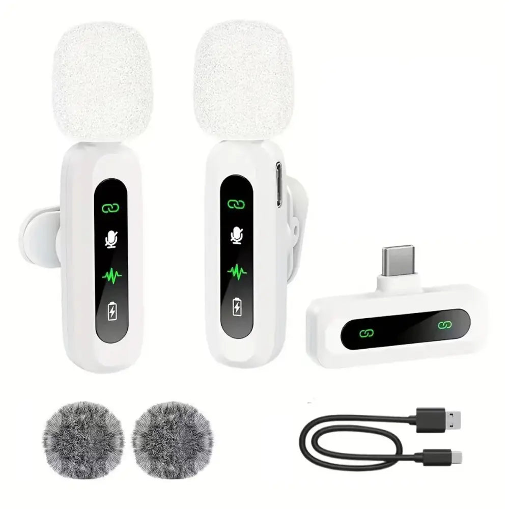 Wireless Lavalier Mic for iPhone Android & PC (available in different sets) - White 2 to 1 - 9eight5