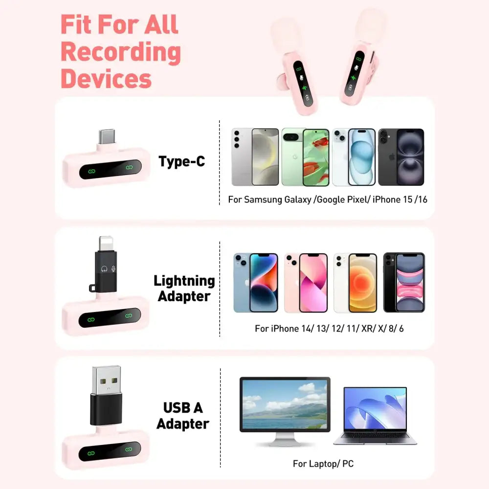 Wireless Lavalier Mic for iPhone Android & PC (available in different sets) - 9eight5