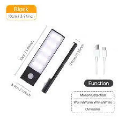 Wireless LED Motion Sensor Night Light - 10cm / Black