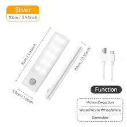 Wireless LED Motion Sensor Night Light - 10cm / Silver