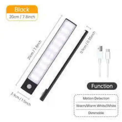 Wireless LED Motion Sensor Night Light - 20cm / Black
