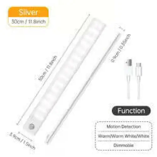 Wireless LED Motion Sensor Night Light - 30cm / Silver