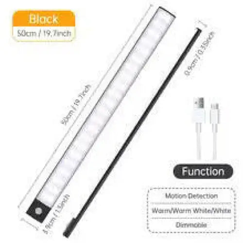 Wireless LED Motion Sensor Night Light - 50cm / Black