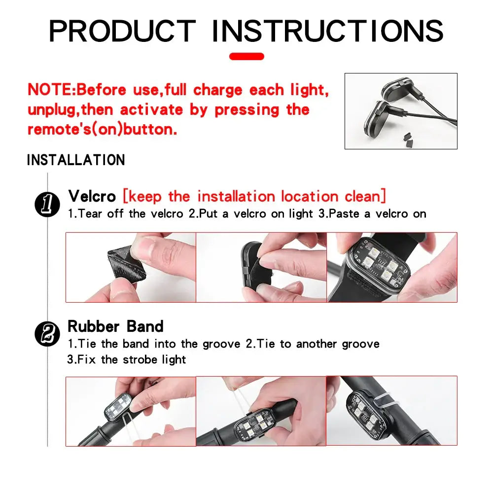 Wireless LED Strobe Lights – 8-Color Rechargeable Anti-Collision Warning Lights - HBC