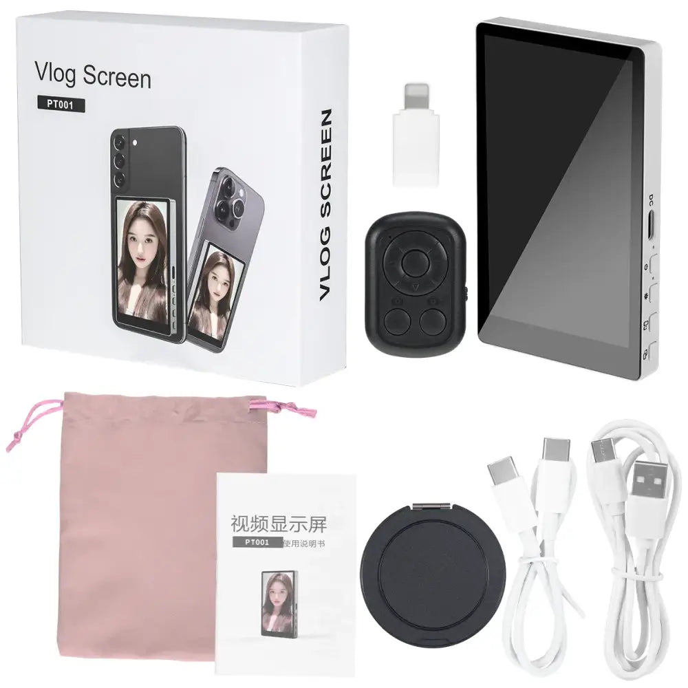 Wireless Magnetic Selfie Monitor Screen for iPhone & Android - White - 9eight5