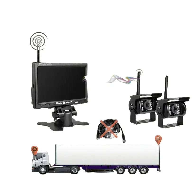 Wireless Reverse Camera Kit – 7’’ Monitor for Trucks Buses & RVs with IR Night Vision - HBC