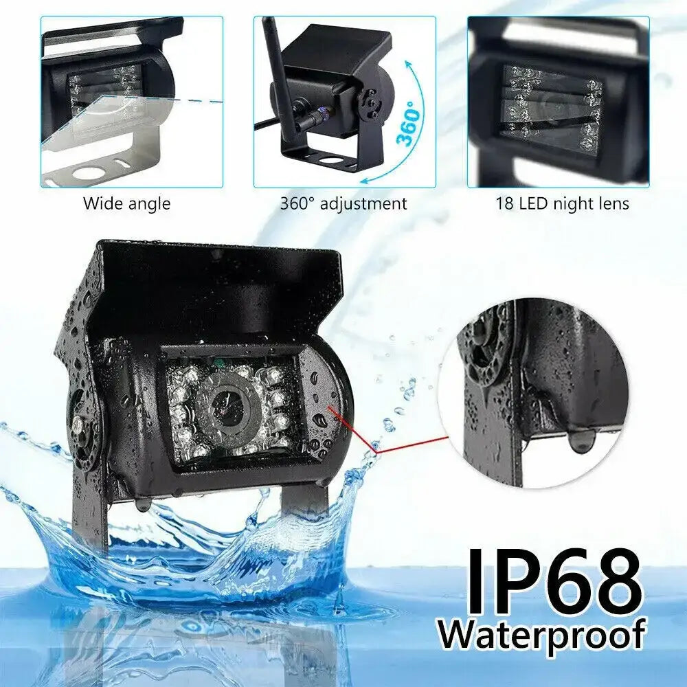 Wireless Reverse Camera Kit – 7’’ Monitor for Trucks Buses & RVs with IR Night Vision - HBC