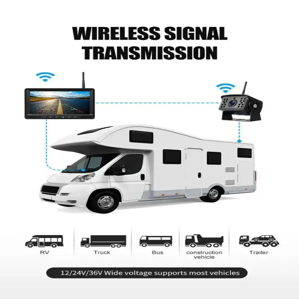 Wireless Reverse Camera Kit – 7’’ Monitor for Trucks Buses & RVs with IR Night Vision - HBC