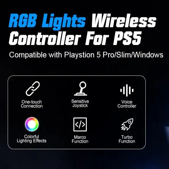 Wireless RGB Controller for PS5/PS5 Pro/PC (4 colours available) - 9eight5