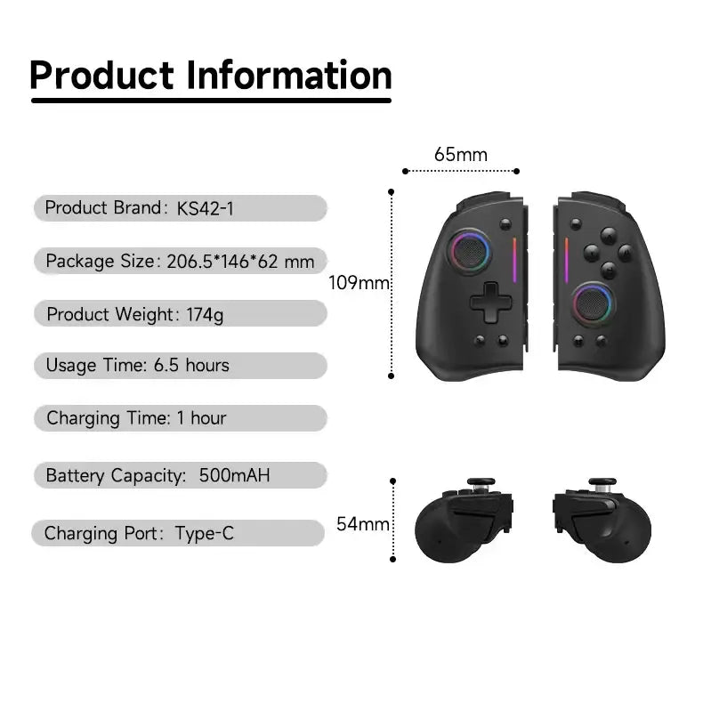 Wireless RGB Joy-Pad – Switch/Lite/OLED (available in 5 colours) - 9eight5