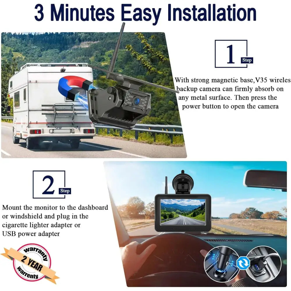 Wireless Solar – 5’’ Rear View Monitor - HBC