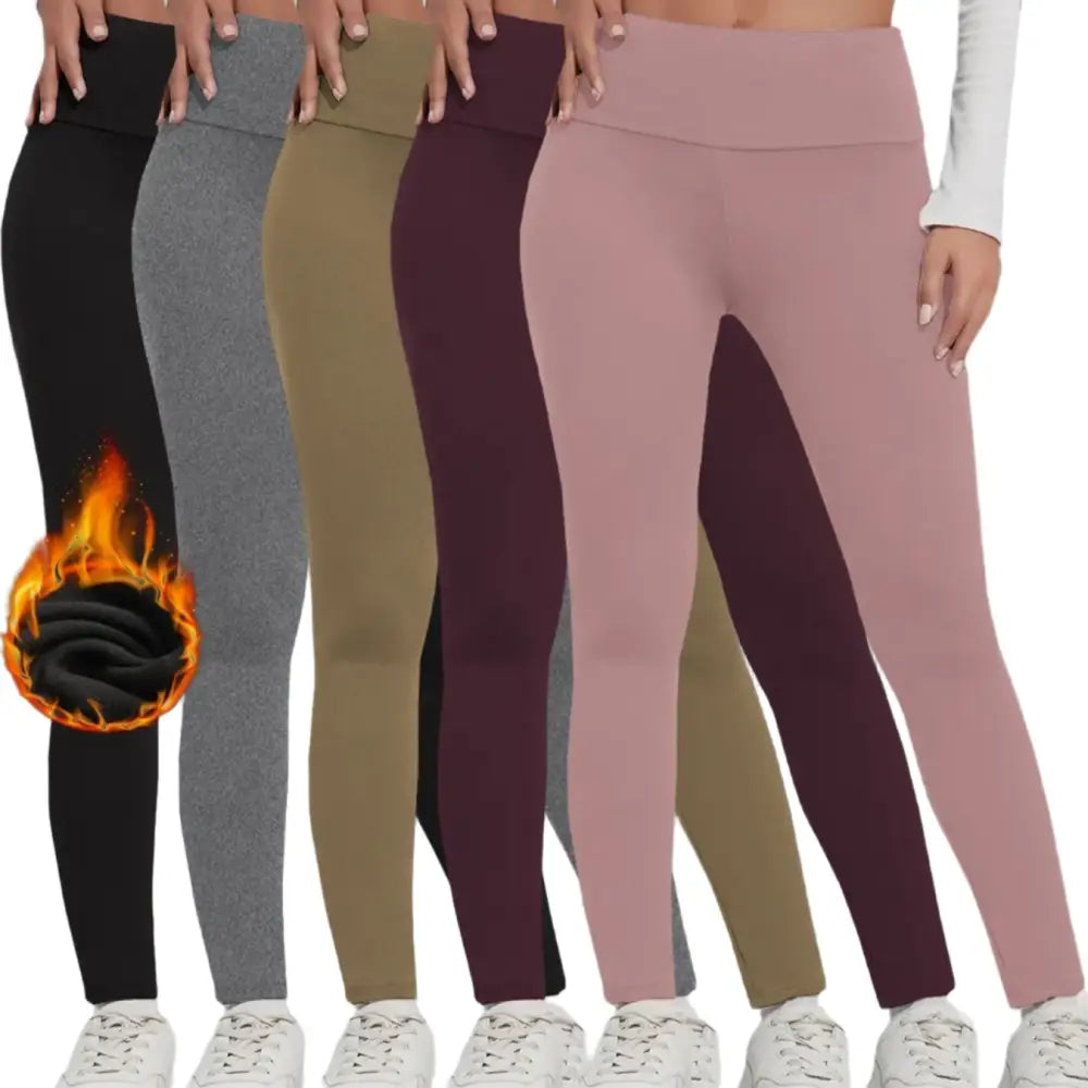 Women’s Fleece-Lined Thermal Leggings – High-Waisted (5-Pack) - Color-1 / XS - SS