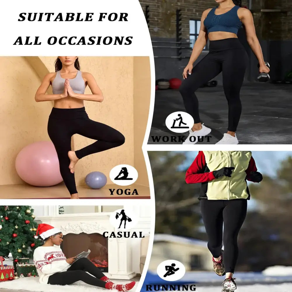 Women’s Fleece-Lined Thermal Leggings – High-Waisted (5-Pack) - SS