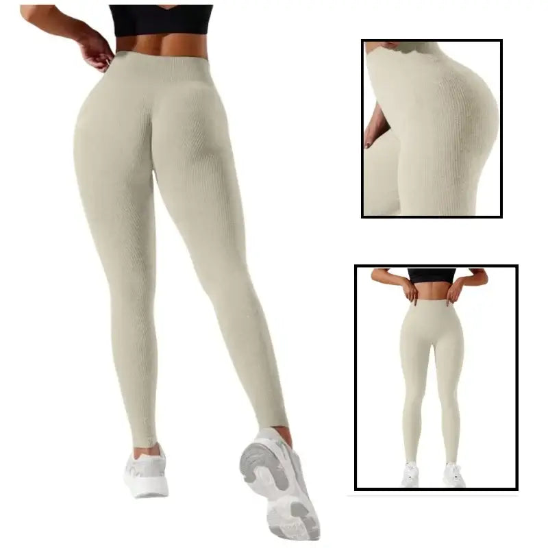 Women’s High-Waisted Seamless Leggings (3 colours and sizes available) - Beige / S - SS