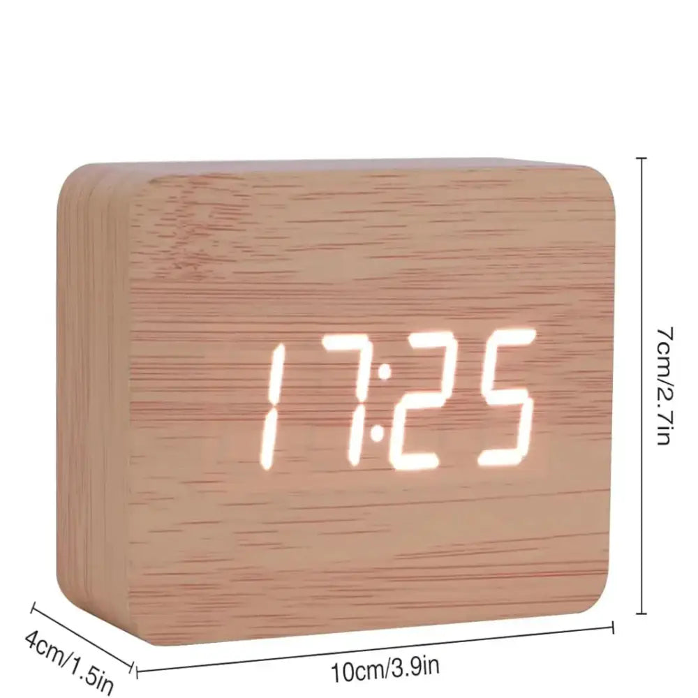 Wooden LED Digital Alarm Clock with Temperature Display & Night Light (4 colours available) - HBC