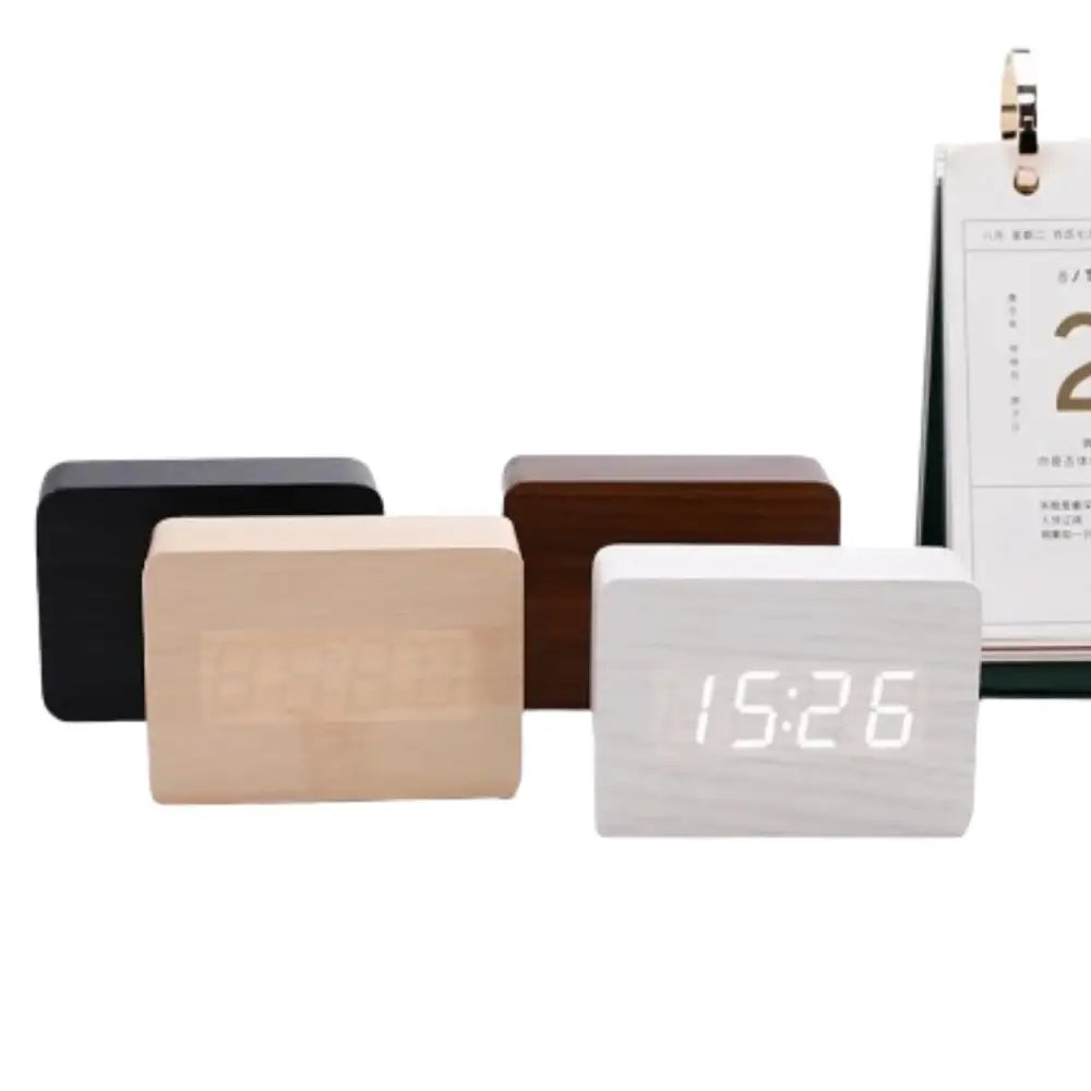 Wooden LED Digital Alarm Clock with Temperature Display & Night Light (4 colours available) - HBC