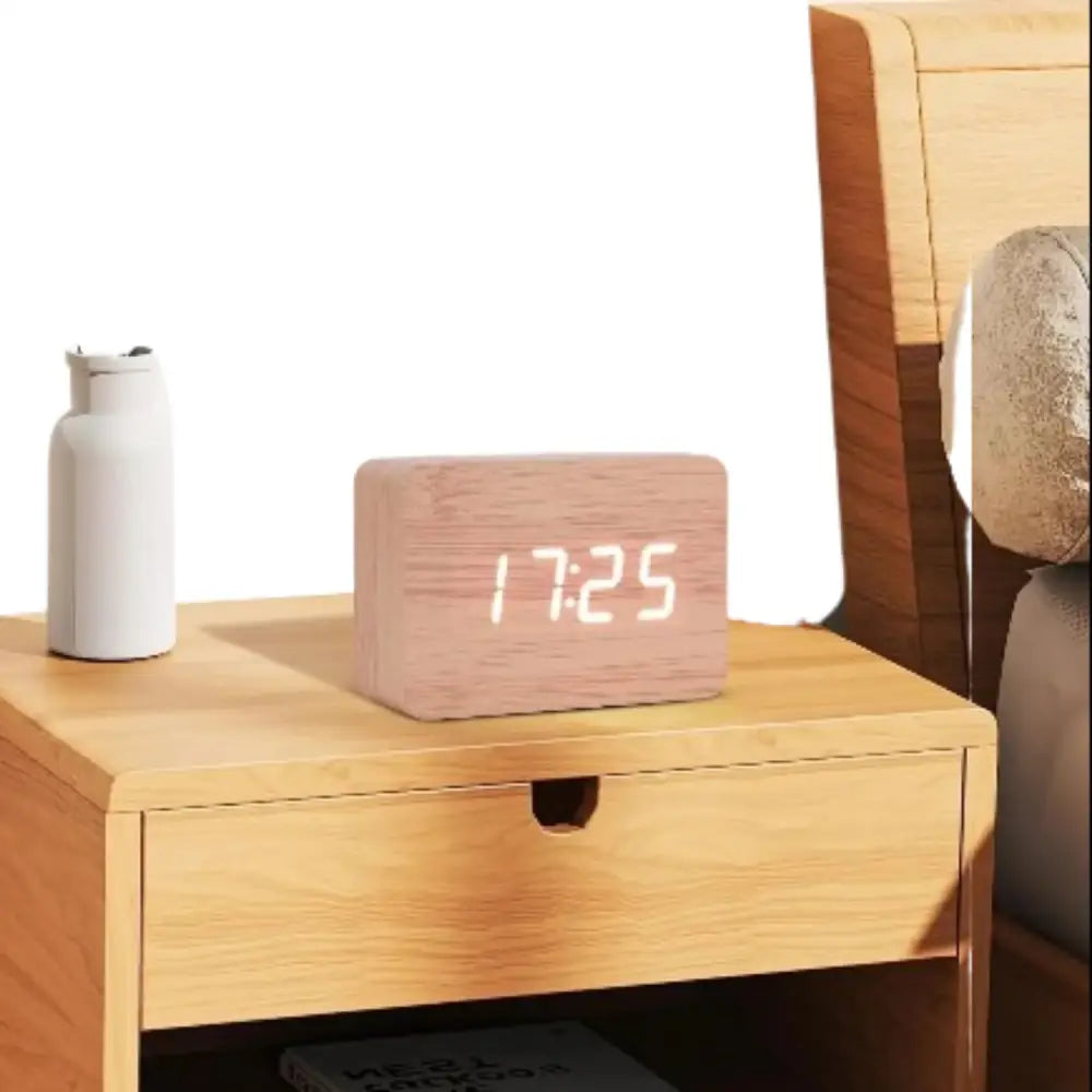 Wooden LED Digital Alarm Clock with Temperature Display & Night Light (4 colours available) - HBC