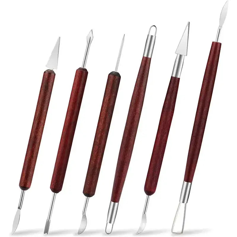 Wooden Pottery Clay Sculpting Tool Set (6 piece) - SS