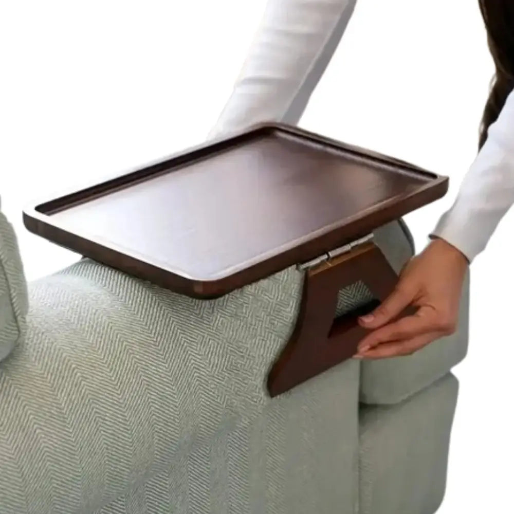 Wooden Sofa Armrest Tray Rectangular Couch End Table Organizer for Remote Drinks Snacks & Phone