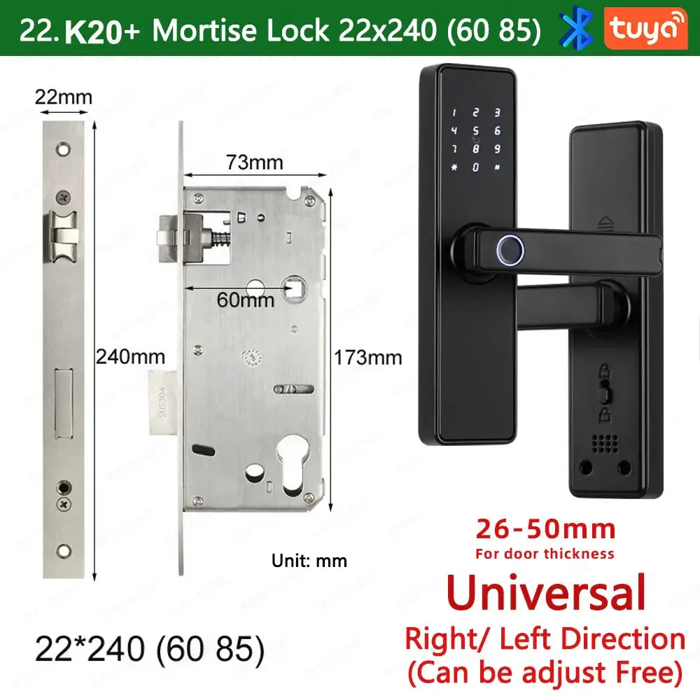 (Work in Progress) RAYKUBE K20 9-language Biometric Fingerprint Door Lock Electronic Door Lock with Tuya APP/IC