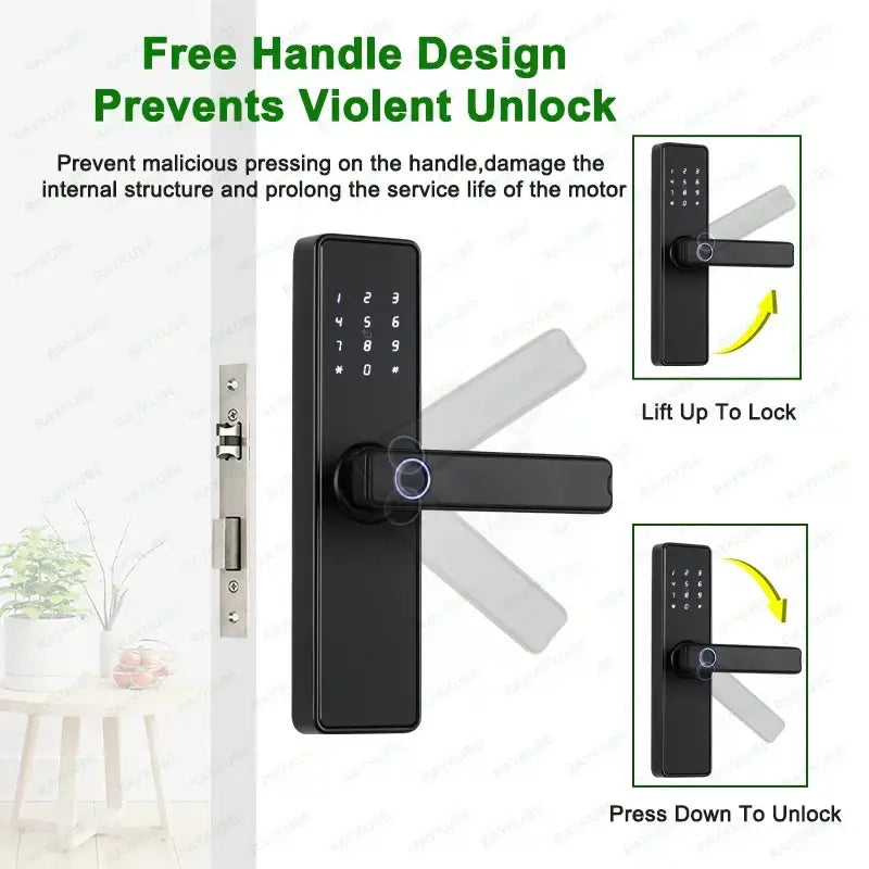(Work in Progress) RAYKUBE K20 9-language Biometric Fingerprint Door Lock Electronic Door Lock with Tuya APP/IC