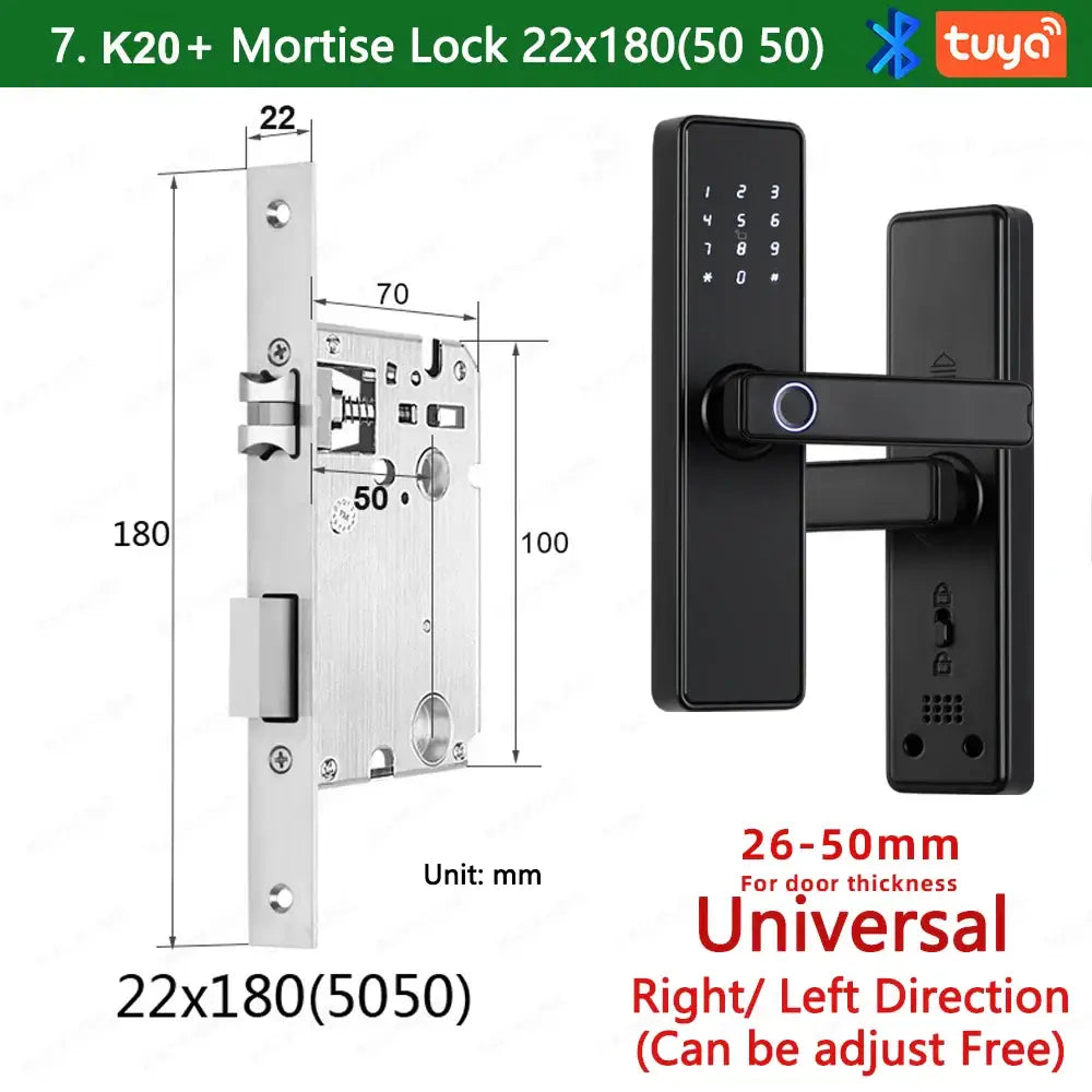 (Work in Progress) RAYKUBE K20 9-language Biometric Fingerprint Door Lock Electronic Door Lock with Tuya APP/IC