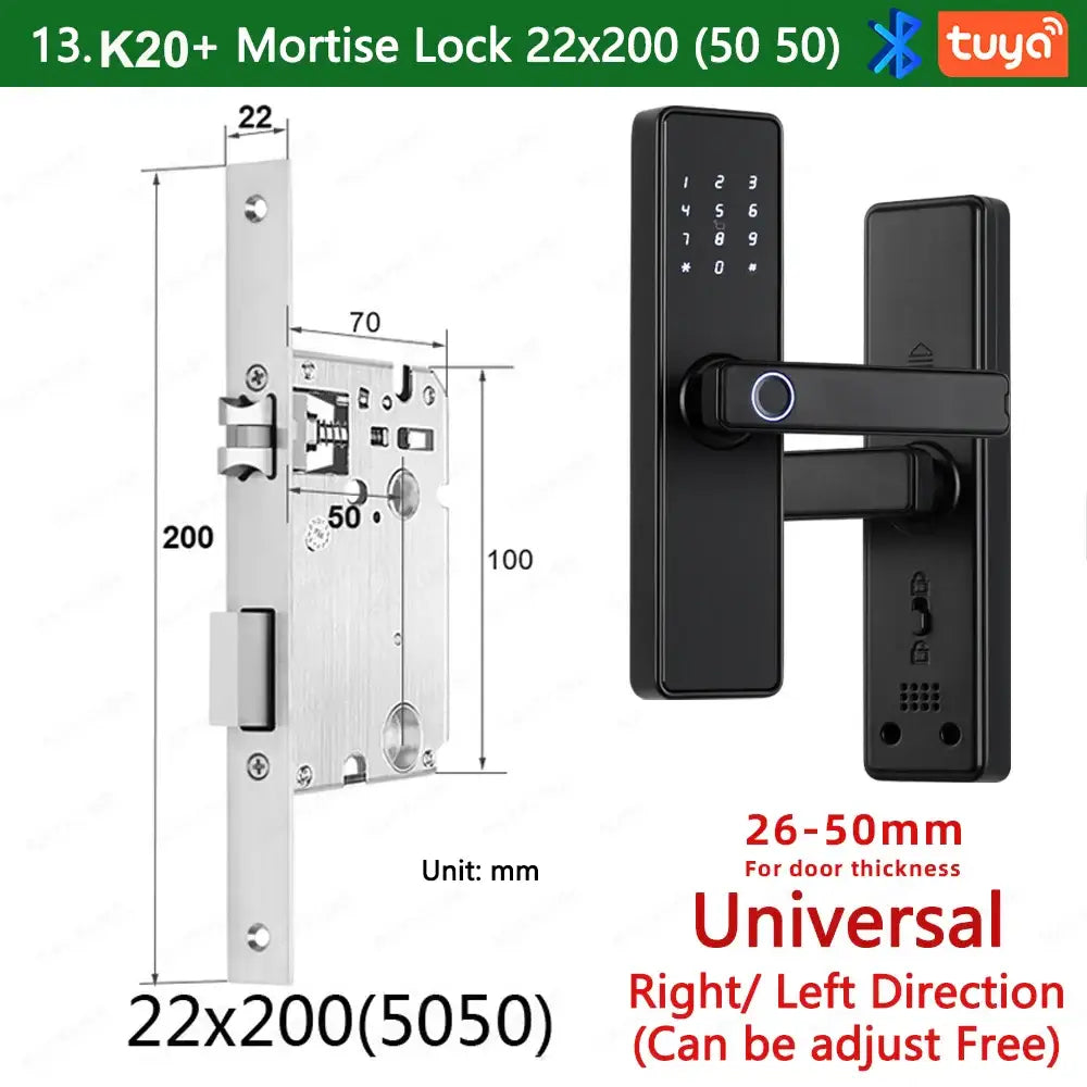 (Work in Progress) RAYKUBE K20 9-language Biometric Fingerprint Door Lock Electronic Door Lock with Tuya APP/IC