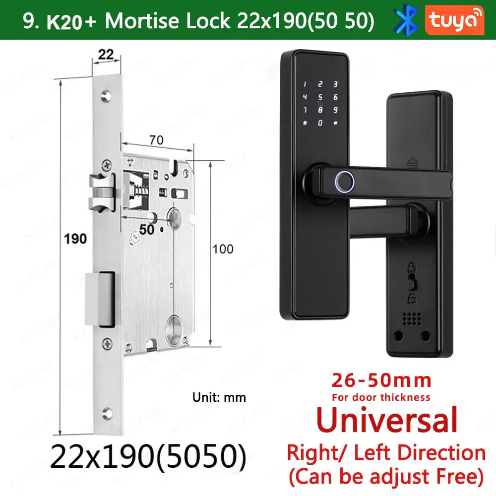 (Work in Progress) RAYKUBE K20 9-language Biometric Fingerprint Door Lock Electronic Door Lock with Tuya APP/IC