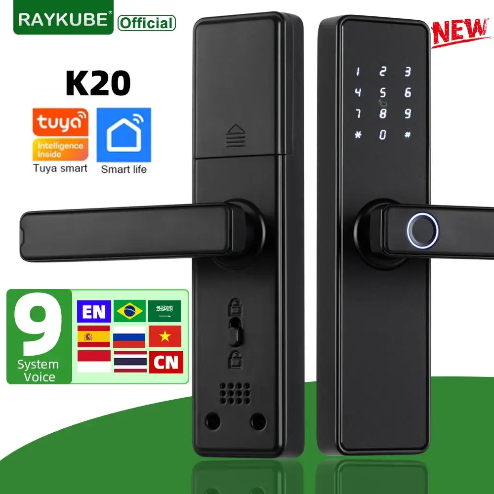 (Work in Progress) RAYKUBE K20 9-language Biometric Fingerprint Door Lock Electronic Door Lock with Tuya APP/IC