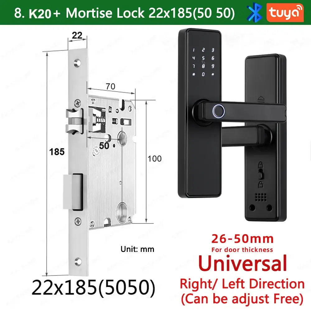 (Work in Progress) RAYKUBE K20 9-language Biometric Fingerprint Door Lock Electronic Door Lock with Tuya APP/IC