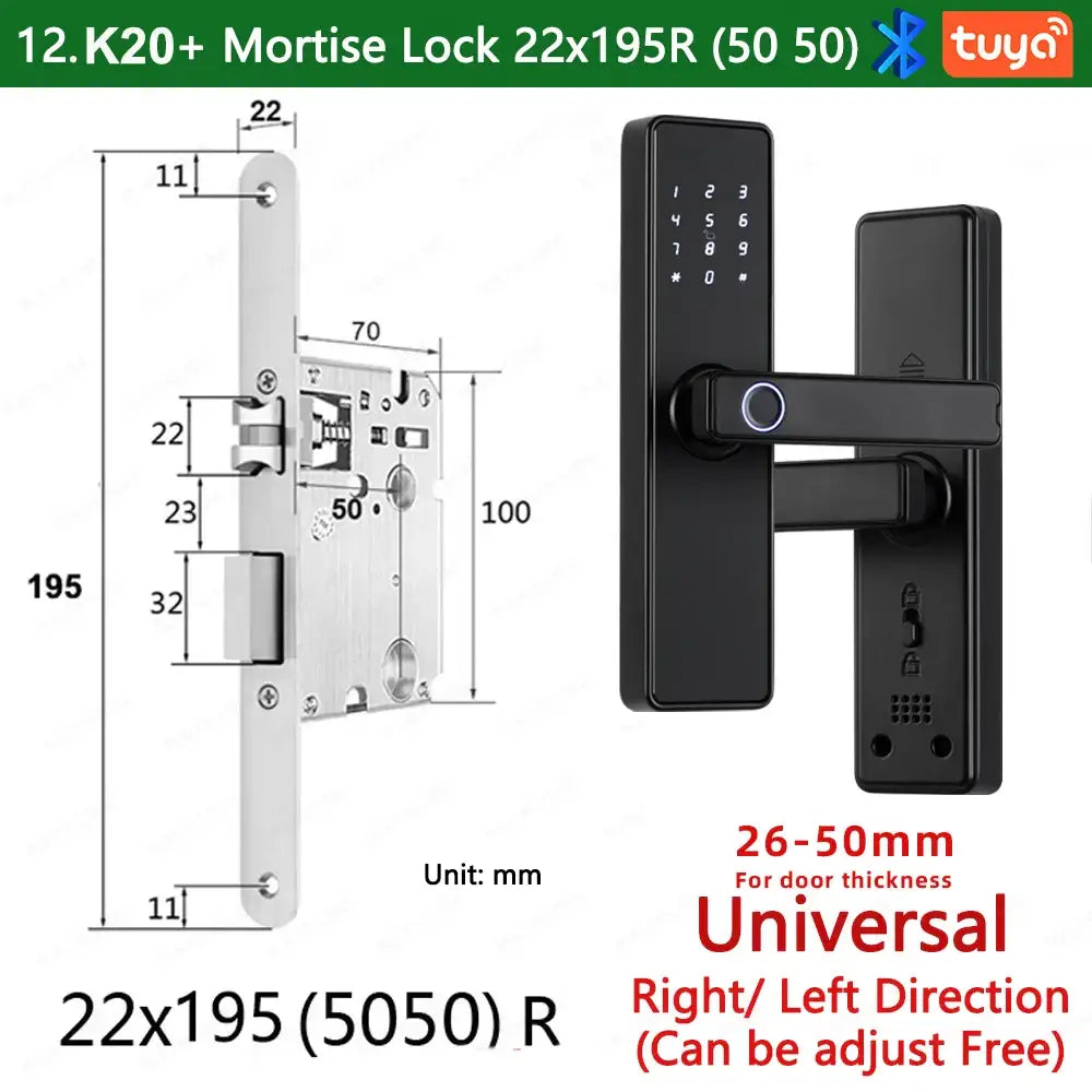 (Work in Progress) RAYKUBE K20 9-language Biometric Fingerprint Door Lock Electronic Door Lock with Tuya APP/IC