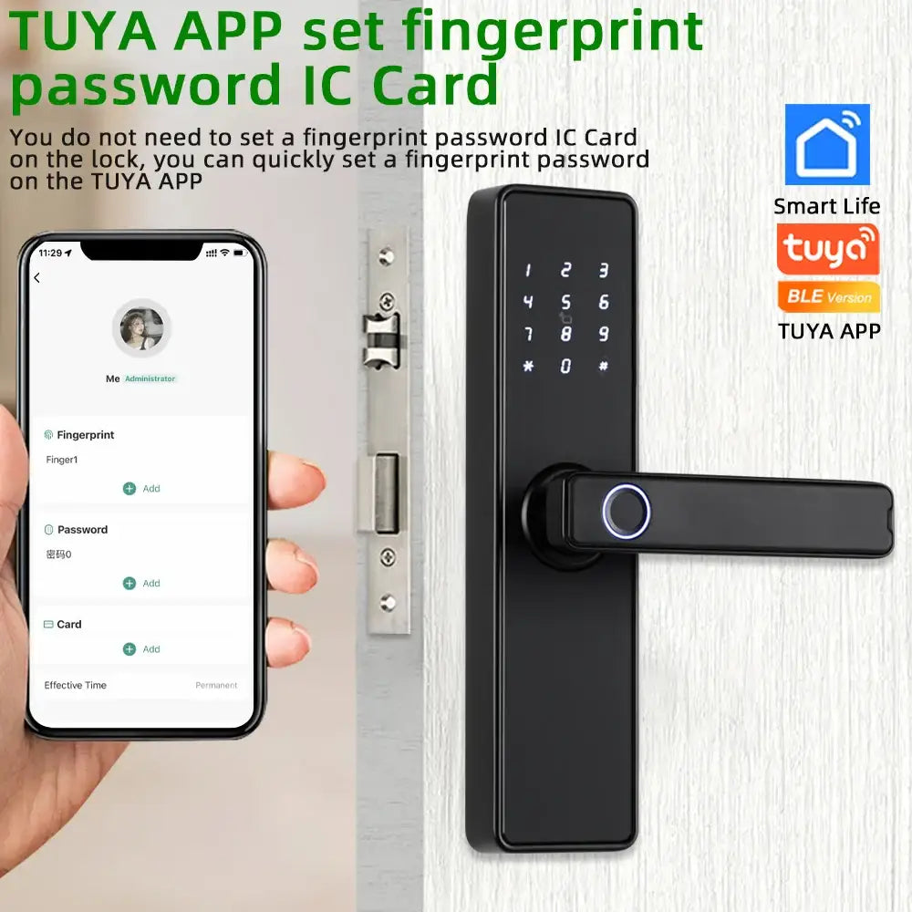 (Work in Progress) RAYKUBE K20 9-language Biometric Fingerprint Door Lock Electronic Door Lock with Tuya APP/IC