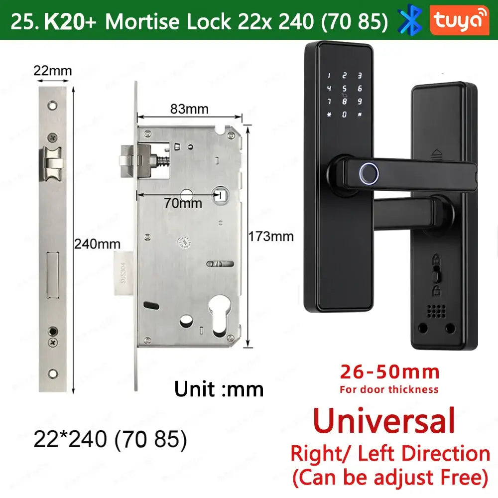 (Work in Progress) RAYKUBE K20 9-language Biometric Fingerprint Door Lock Electronic Door Lock with Tuya APP/IC