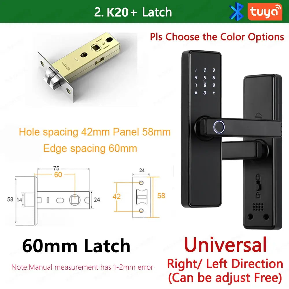 (Work in Progress) RAYKUBE K20 9-language Biometric Fingerprint Door Lock Electronic Door Lock with Tuya APP/IC