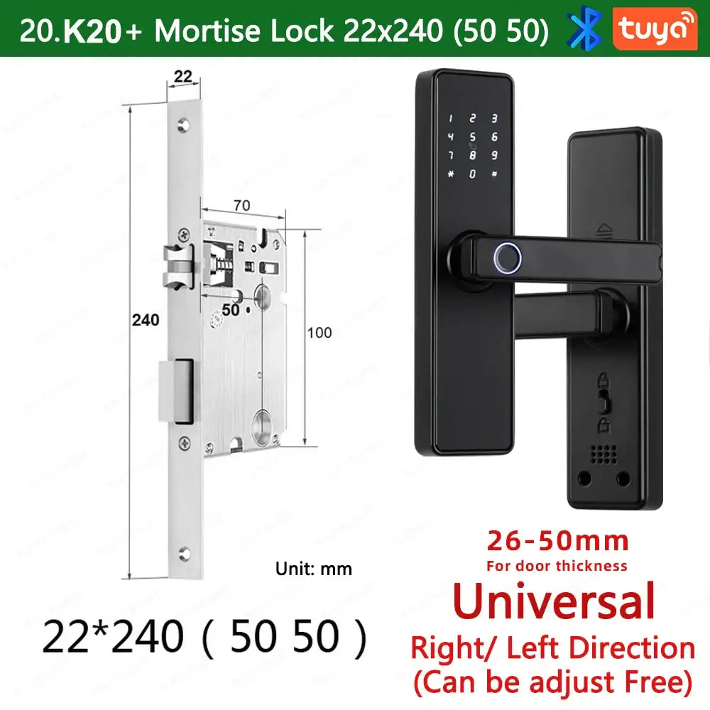 (Work in Progress) RAYKUBE K20 9-language Biometric Fingerprint Door Lock Electronic Door Lock with Tuya APP/IC
