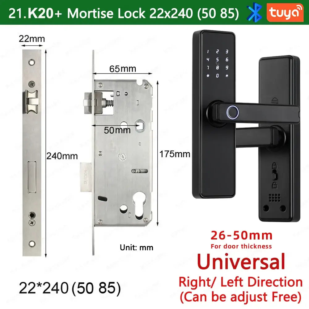 (Work in Progress) RAYKUBE K20 9-language Biometric Fingerprint Door Lock Electronic Door Lock with Tuya APP/IC