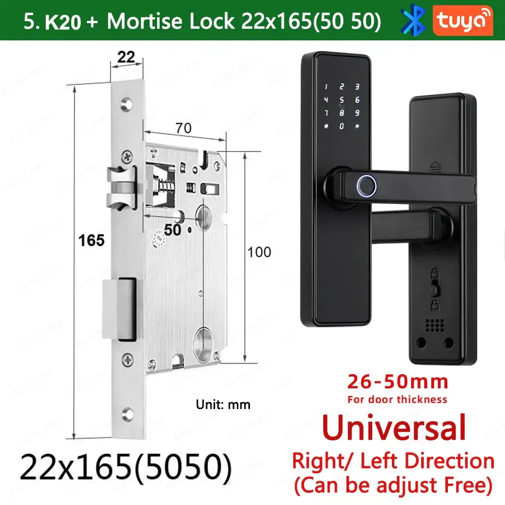 (Work in Progress) RAYKUBE K20 9-language Biometric Fingerprint Door Lock Electronic Door Lock with Tuya APP/IC