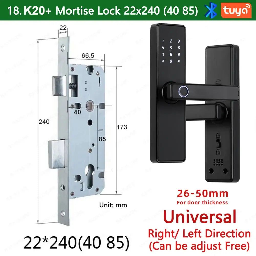 (Work in Progress) RAYKUBE K20 9-language Biometric Fingerprint Door Lock Electronic Door Lock with Tuya APP/IC