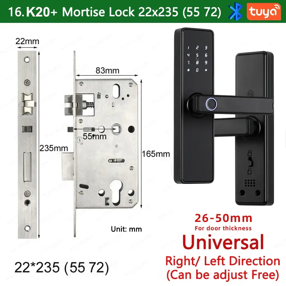 (Work in Progress) RAYKUBE K20 9-language Biometric Fingerprint Door Lock Electronic Door Lock with Tuya APP/IC