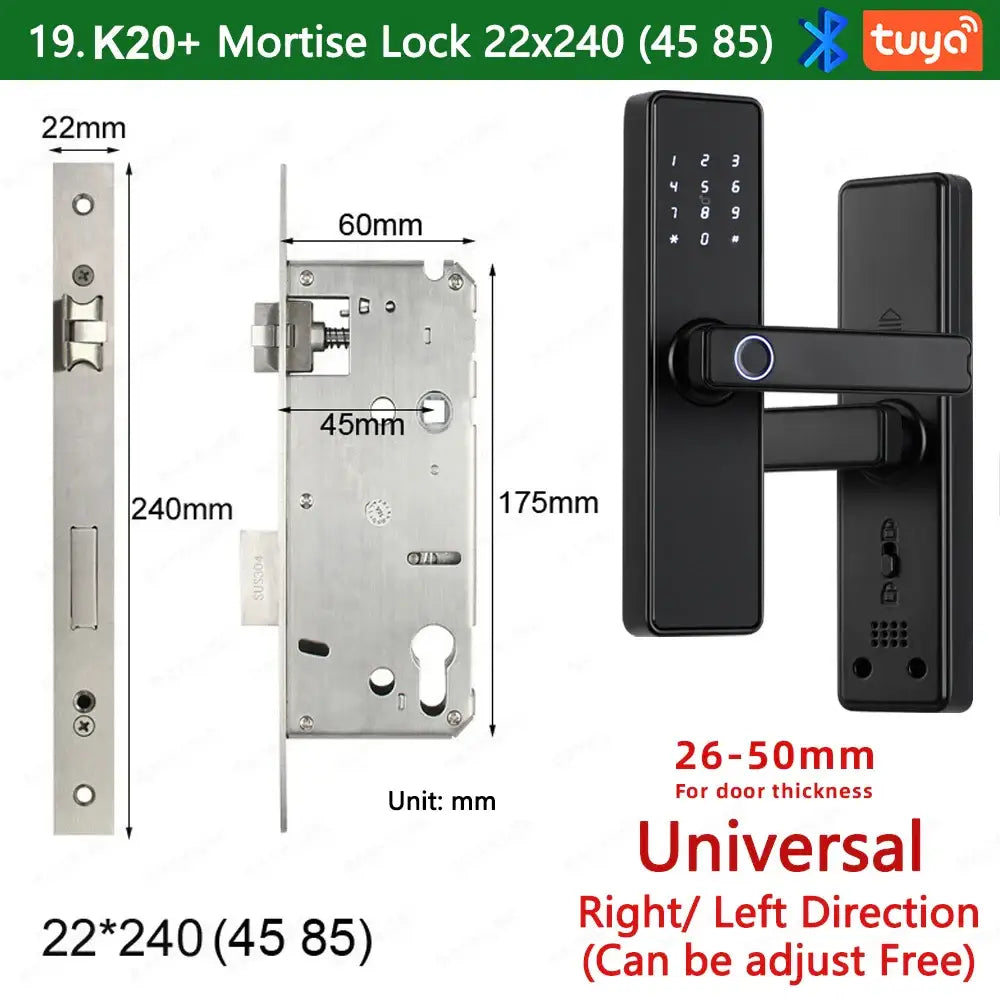 (Work in Progress) RAYKUBE K20 9-language Biometric Fingerprint Door Lock Electronic Door Lock with Tuya APP/IC