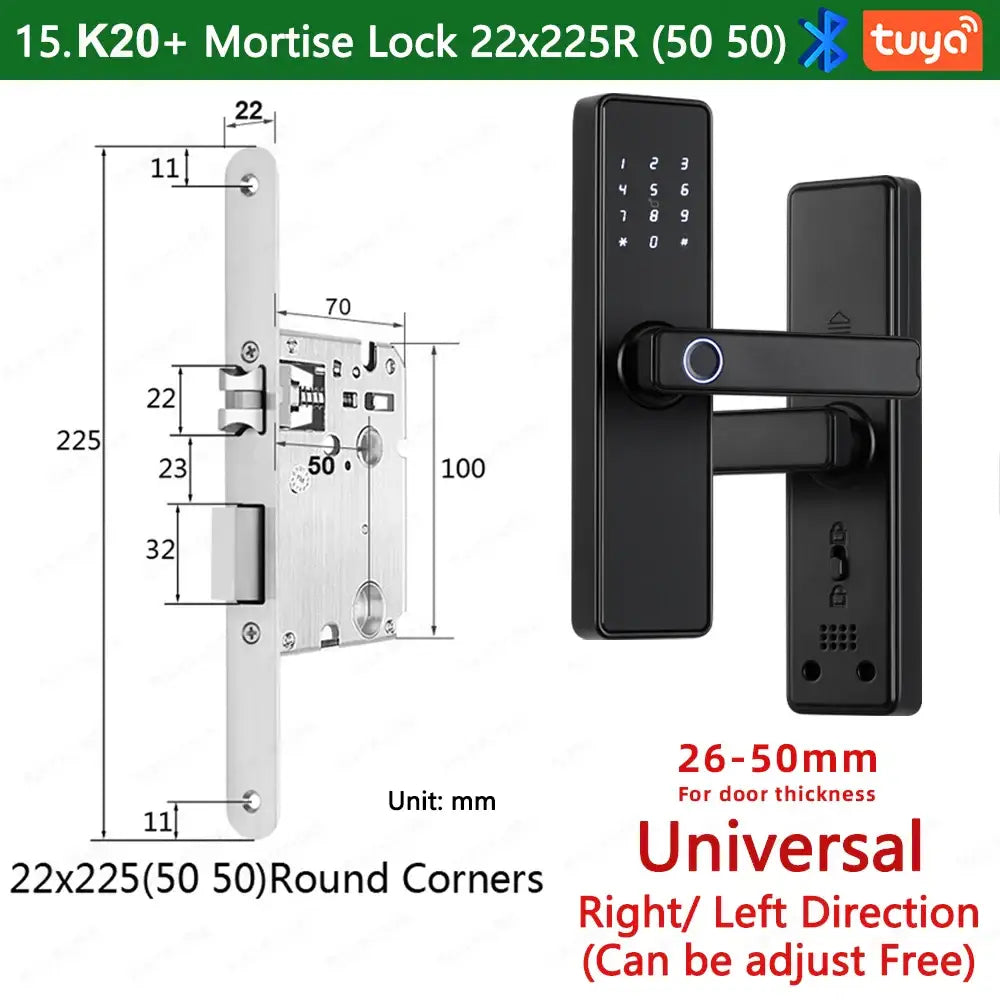 (Work in Progress) RAYKUBE K20 9-language Biometric Fingerprint Door Lock Electronic Door Lock with Tuya APP/IC