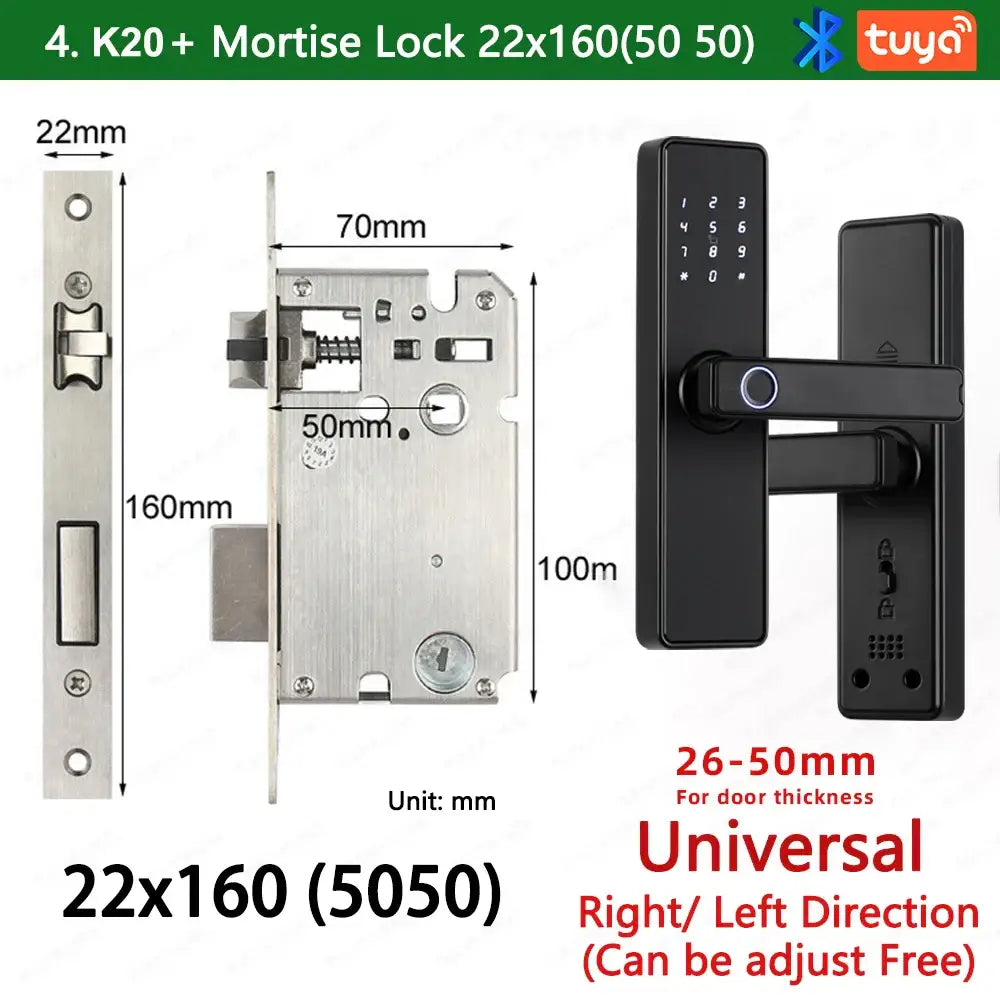 (Work in Progress) RAYKUBE K20 9-language Biometric Fingerprint Door Lock Electronic Door Lock with Tuya APP/IC