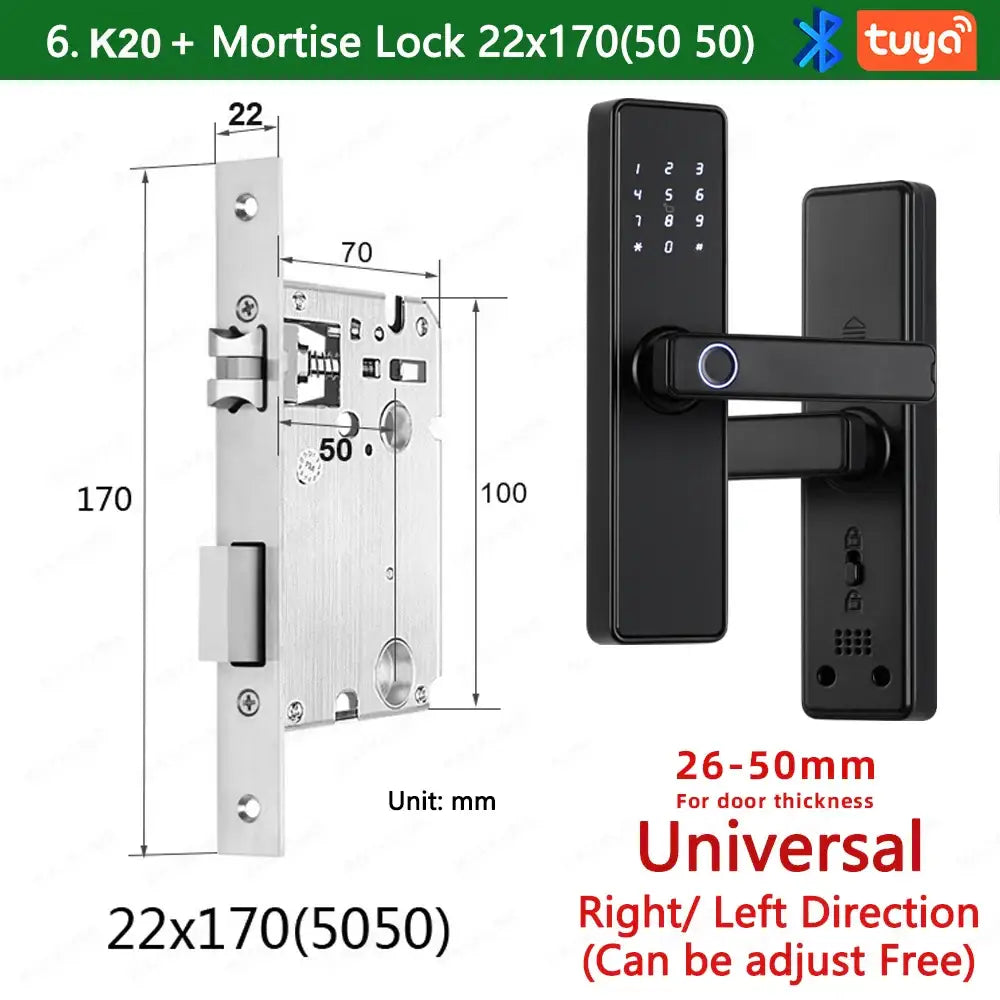 (Work in Progress) RAYKUBE K20 9-language Biometric Fingerprint Door Lock Electronic Door Lock with Tuya APP/IC