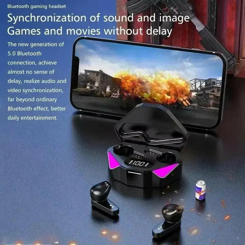 X15 TWS Bluetooth Wireless Gaming Earphones with 65ms Low Latency and Built-in Microphone - Black