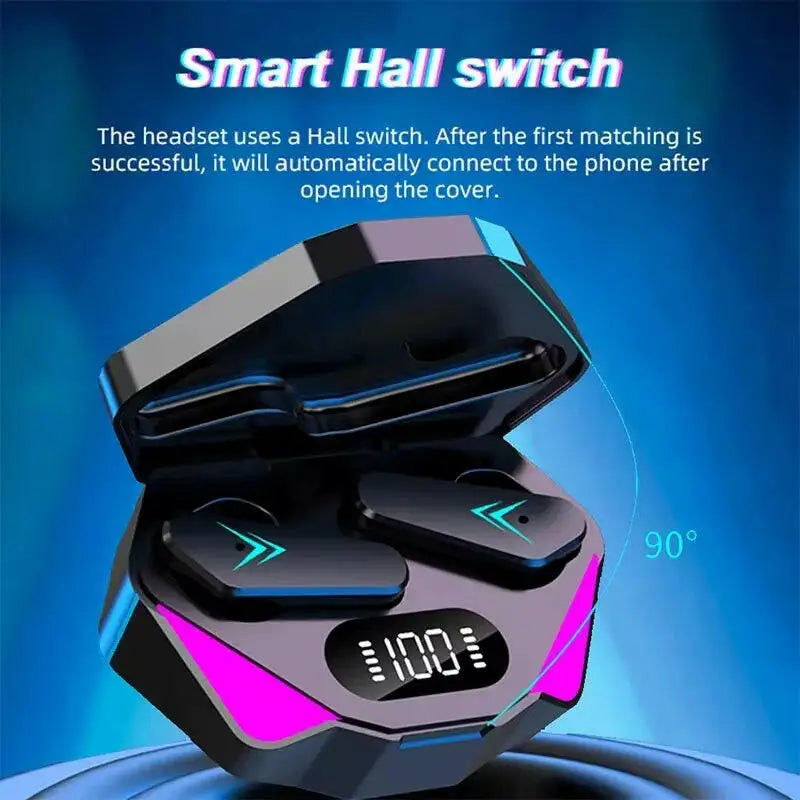 X15 TWS Bluetooth Wireless Gaming Earphones with 65ms Low Latency and Built-in Microphone - Black